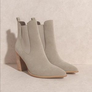 Grey Faux Suede Booties